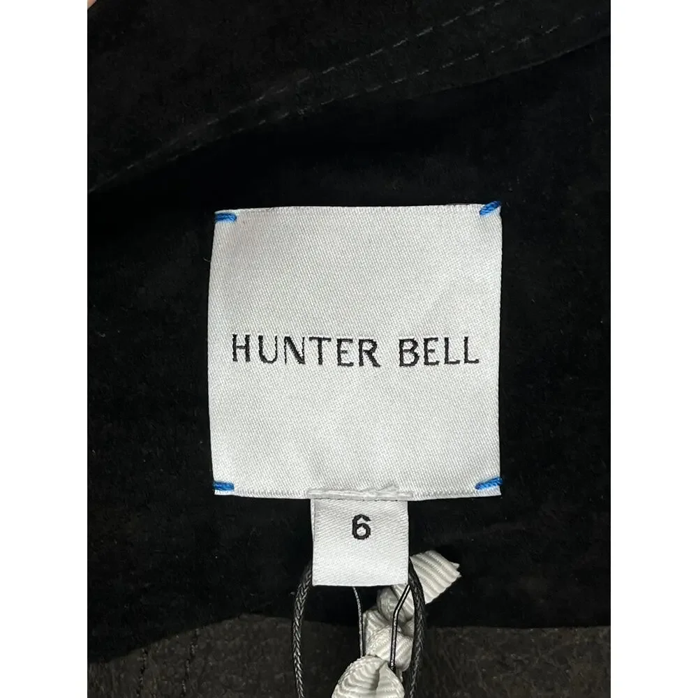 HUNTER BELL Sz 6 Murphey Suede Jacket Puff Sleeve Noir NWT